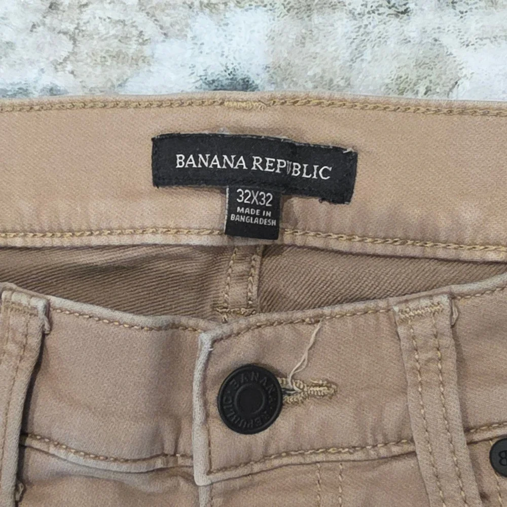 Banana Republic Mens Slim Fit 5-Pocket Pants Tan Khaki 32x32 Stretch Twill